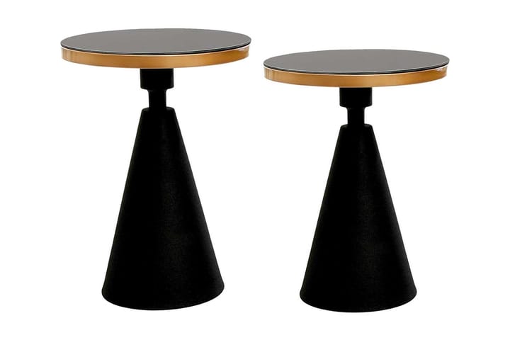 Sivupöytä Denisha Setti Pyöreä - Kulta/Musta - Huonekalut - Pöytä & ruokailuryhmä - Apupöytä & sivupöytä - Tarjotinpöytä & pikkupöytä