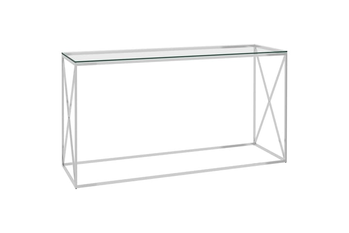 Sivupöytä hopea 140x40x78 cm ruostumaton teräs ja lasi - Huonekalut - Pöydät & ruokailuryhmät - Apupöytä & sivupöytä - Lamppupöytä