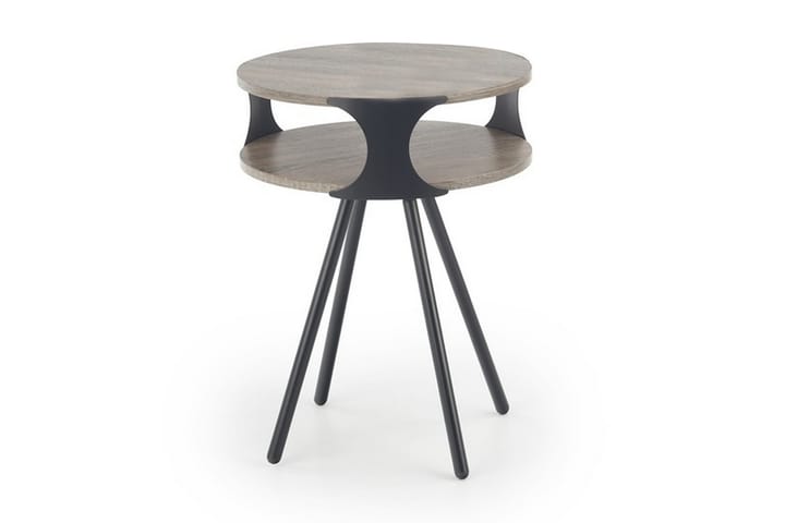 Sivupöytä Kerek 45 cm Pyöreä Säilytyksellä Hylly - Harmaa/Musta - Huonekalut - Pöytä & ruokailuryhmä - Apupöytä & sivupöytä - Lamppupöytä