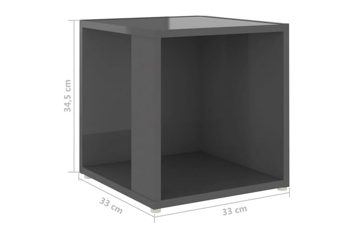 Sivupöytä korkeakiilto harmaa 33x33x34,5 cm lastulevy - Harmaa - Huonekalut - Pöytä & ruokailuryhmä - Apupöytä & sivupöytä - Lamppupöytä