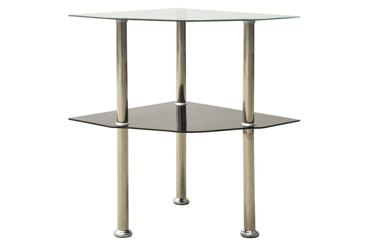 2-tasoinen sivupöytä läpinäkyvä/musta 38x38x50 cm - Huonekalut - Pöytä & ruokailuryhmä - Apupöytä & sivupöytä - Tarjotinpöytä & pikkupöytä