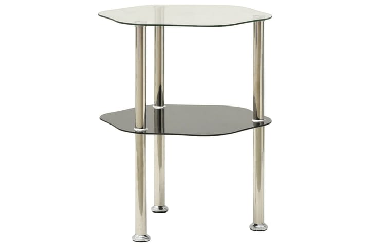 2-tasoinen sivupöytä läpinäkyvä/musta 38x38x50 cm - Huonekalut - Pöytä & ruokailuryhmä - Apupöytä & sivupöytä - Tarjotinpöytä & pikkupöytä