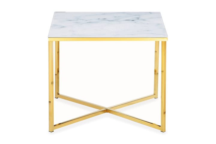 Apupöytä Visslebo 50 cm - Valkoinen/Kulta - Huonekalut - Pöytä & ruokailuryhmä - Apupöytä & sivupöytä - Tarjotinpöytä & pikkupöytä
