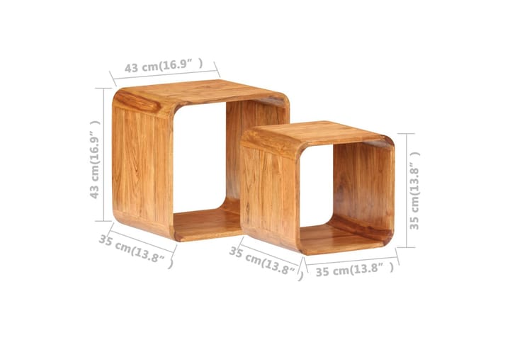 Sivupöydät 2 kpl täysi seesamviimeistelty akaasiapuu - Ruskea - Huonekalut - Pöydät & ruokailuryhmät - Apupöytä & sivupöytä - Tarjotinpöytä & pikkupöytä
