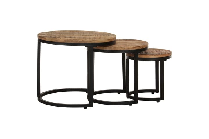 Sivupöydät 3 kpl karkea mangopuu - Ruskea - Huonekalut - Pöytä & ruokailuryhmä - Apupöytä & sivupöytä - Tarjotinpöytä & pikkupöytä