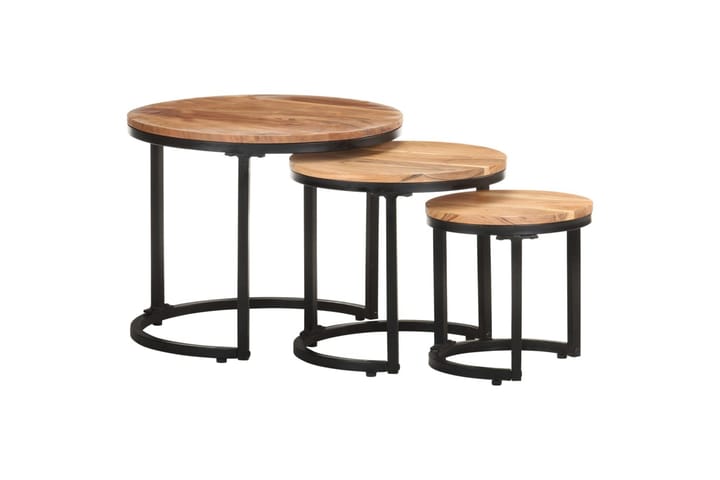 Sivupöydät 3 kpl täysi akaasiapuu - Ruskea - Huonekalut - Pöytä & ruokailuryhmä - Apupöytä & sivupöytä - Tarjotinpöytä & pikkupöytä