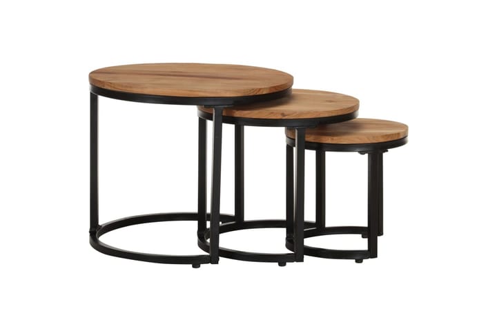 Sivupöydät 3 kpl täysi akaasiapuu - Ruskea - Huonekalut - Pöytä & ruokailuryhmä - Apupöytä & sivupöytä - Tarjotinpöytä & pikkupöytä