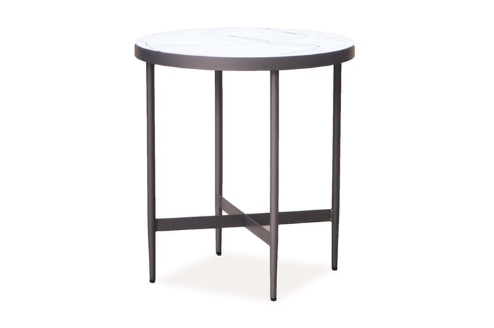 Sivupöytä Albatera 50 cm Pyöreä - Valkoinen/Harmaa - Huonekalut - Pöytä & ruokailuryhmä - Apupöytä & sivupöytä - Lamppupöytä