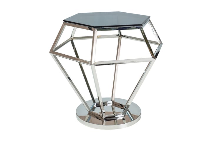 Sivupöytä Bingara 48 cm Kuusikulmainen - Lasi/Hopea - Huonekalut - Pöydät & ruokailuryhmät - Apupöytä & sivupöytä - Lamppupöytä