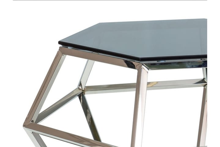 Sivupöytä Bingara 48 cm Kuusikulmainen - Lasi/Hopea - Huonekalut - Pöytä & ruokailuryhmä - Apupöytä & sivupöytä - Tarjotinpöytä & pikkupöytä