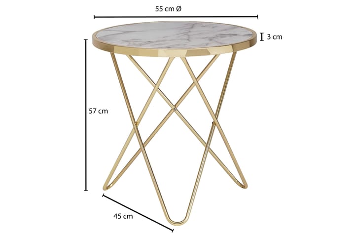 Sivupöytä ChaMaljakko 55 cm - Kulta/Valkoinen - Huonekalut - Pöydät & ruokailuryhmät - Apupöytä & sivupöytä - Tarjotinpöytä & pikkupöytä
