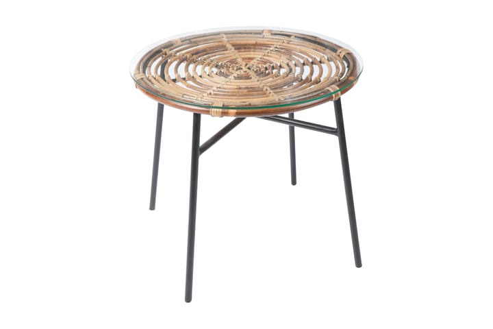 Sivupöytä Koriander 46 cm Pyöreä Rottinki - Ruskea/Musta - Huonekalut - Pöydät & ruokailuryhmät - Apupöytä & sivupöytä - Lamppupöytä
