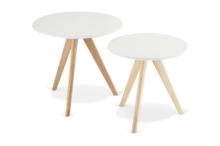 Sivupöytä Minerva 48 cm Pyöreä - Valkoinen/Tammi - Huonekalut - Pöytä & ruokailuryhmä - Apupöytä & sivupöytä - Lamppupöytä