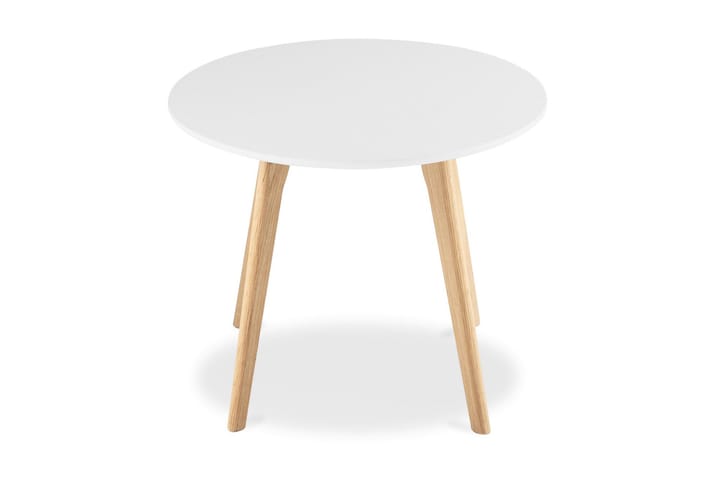 Sivupöytä Minerva 60 cm Pyöreä - Valkoinen/Tammi - Huonekalut - Pöydät & ruokailuryhmät - Apupöytä & sivupöytä - Tarjotinpöytä & pikkupöytä