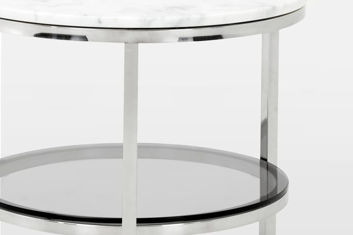 Sivupöytä Riseine 50 cm Pyöreä - Valkoinen/Teräs - Huonekalut - Pöydät & ruokailuryhmät - Apupöytä & sivupöytä - Tarjotinpöytä & pikkupöytä