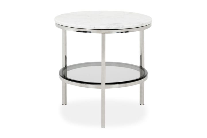 Sivupöytä Riseine 50 cm Pyöreä - Valkoinen/Teräs - Huonekalut - Pöytä & ruokailuryhmä - Apupöytä & sivupöytä - Lamppupöytä
