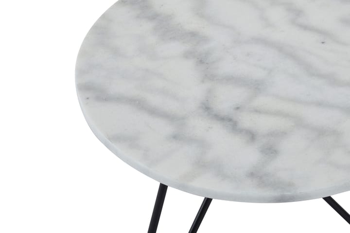 Sivupöytä Simone 45 cm Pyöreä Marmori - Valkoinen/Musta - Huonekalut - Pöydät & ruokailuryhmät - Apupöytä & sivupöytä - Tarjotinpöytä & pikkupöytä