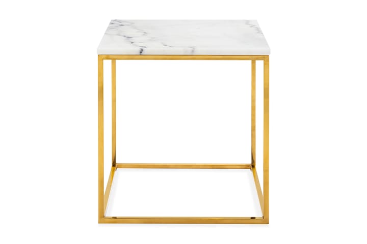 Sivupöytä Titania 45 cm Marmori - Valkoinen/Messinki - Huonekalut - Pöytä & ruokailuryhmä - Apupöytä & sivupöytä - Yöpöytä