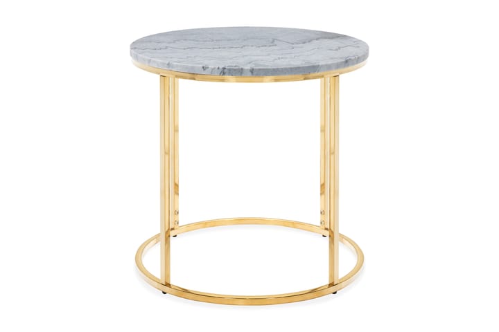 Sivupöytä Titania 50 cm Pyöreä Marmori - Harmaa/Messinki - Huonekalut - Pöydät & ruokailuryhmät - Apupöytä & sivupöytä - Tarjotinpöytä & pikkupöytä