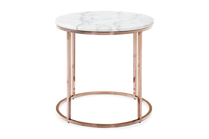 Sivupöytä Titania 50 cm Pyöreä Marmori - Valkoinen/Kupari - Huonekalut - Pöytä & ruokailuryhmä - Apupöytä & sivupöytä - Tarjotinpöytä & pikkupöytä