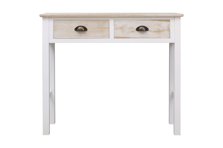 Sivupöytä valkoinen ja luonnollinen 90x30x77 cm puu - Ruskea - Huonekalut - Pöytä & ruokailuryhmä - Apupöytä & sivupöytä - Tarjotinpöytä & pikkupöytä