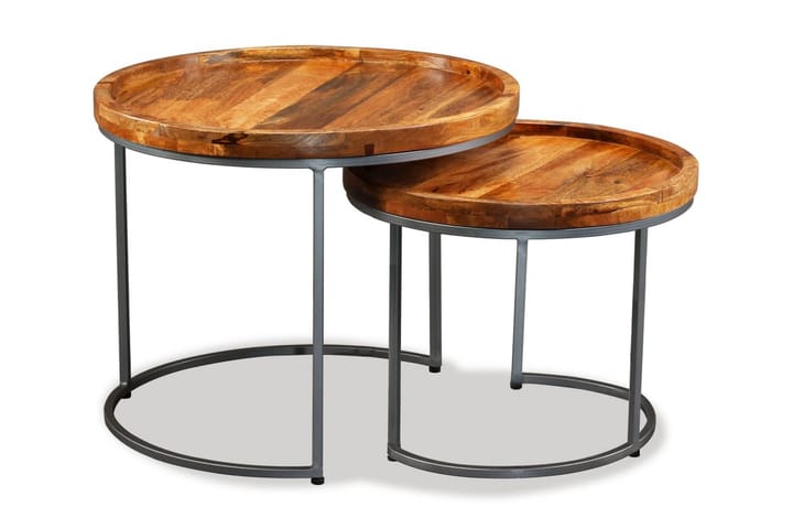 Sivupöytäsarja 2 kpl Täysi mangopuu - Ruskea - Huonekalut - Pöydät & ruokailuryhmät - Apupöytä & sivupöytä - Tarjotinpöytä & pikkupöytä