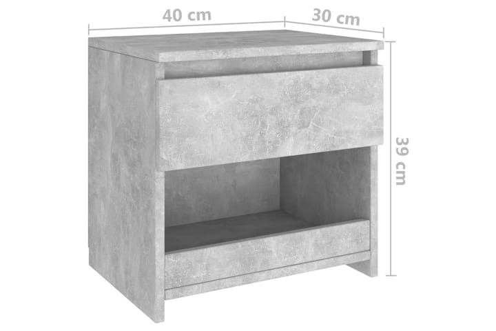 Yöpöydät 2 kpl betoninharmaa 40x30x39 cm lastulevy - Harmaa - Huonekalut - Pöydät & ruokailuryhmät - Apupöytä & sivupöytä - Yöpöytä