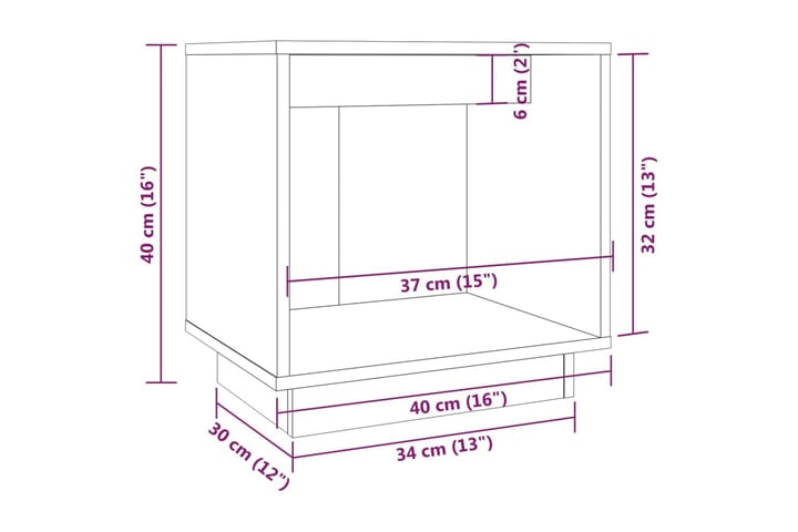Yöpöydät 2 kpl harmaa 40x30x40 cm täysi mänty - Harmaa - Huonekalut - Pöytä & ruokailuryhmä - Apupöytä & sivupöytä - Yöpöytä