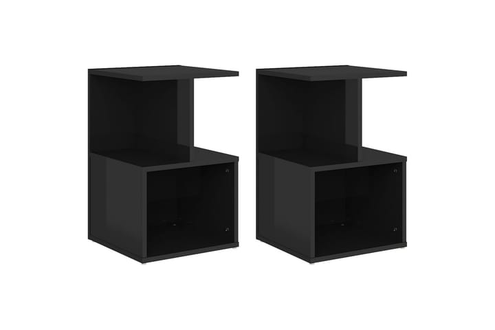 Yöpöydät 2 kpl korkeakiilto musta 35x35x55 cm lastulevy - Huonekalut - Pöytä & ruokailuryhmä - Apupöytä & sivupöytä - Yöpöytä