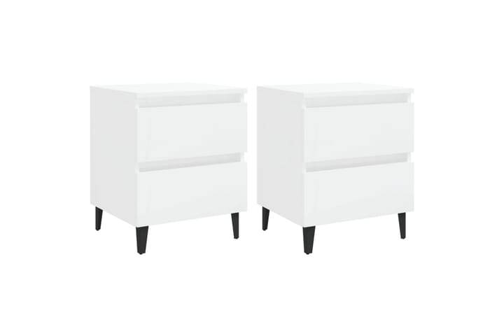 Yöpöydät 2 kpl korkeakiilto valkoinen 40x35x50 cm lastulevy - Valkoinen - Huonekalut - Pöydät & ruokailuryhmät - Apupöytä & sivupöytä - Yöpöytä
