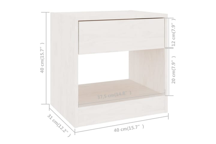 Yöpöydät 2 kpl valkoinen 40x31x40 cm täysi mänty - Valkoinen - Huonekalut - Pöytä & ruokailuryhmä - Apupöytä & sivupöytä - Yöpöytä
