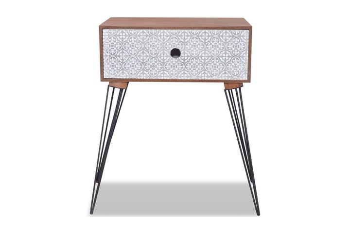 Yöpöytä 1 laatikolla ja koristekuviolla suorakaide ruskea - Ruskea - Huonekalut - Pöydät & ruokailuryhmät - Apupöytä & sivupöytä - Yöpöytä