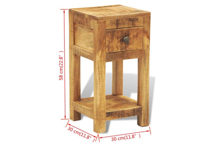 Yöpöytä 1 vetolaatikolla Mangopuu - Ruskea - Huonekalut - Pöytä & ruokailuryhmä - Apupöytä & sivupöytä - Yöpöytä