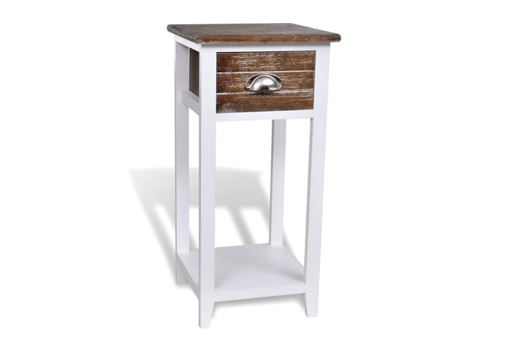 Yöpöytä 1 vetolaatikolla ruskea ja valkoinen - Ruskea - Huonekalut - Pöytä & ruokailuryhmä - Apupöytä & sivupöytä - Yöpöytä