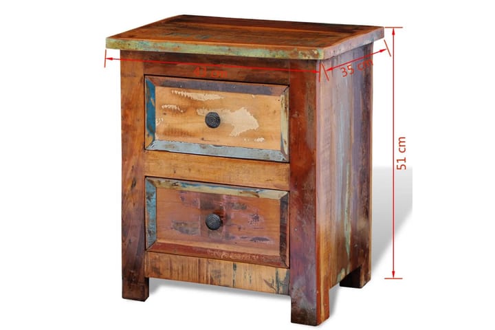 Yöpöytä 2 vetolaatikolla Kierrätetty puu - Ruskea - Huonekalut - Pöytä & ruokailuryhmä - Apupöytä & sivupöytä - Yöpöytä