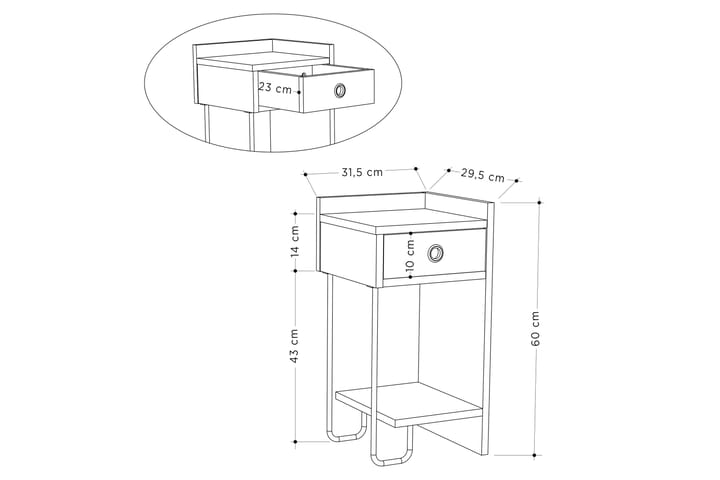 Yöpöytä 30 cm Oikea - Tummanruskea - Huonekalut - Pöytä & ruokailuryhmä - Apupöytä & sivupöytä - Yöpöytä