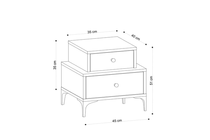 Yöpöytä 45 cm - Luonnonväri/Musta - Huonekalut - Pöytä & ruokailuryhmä - Apupöytä & sivupöytä - Yöpöytä