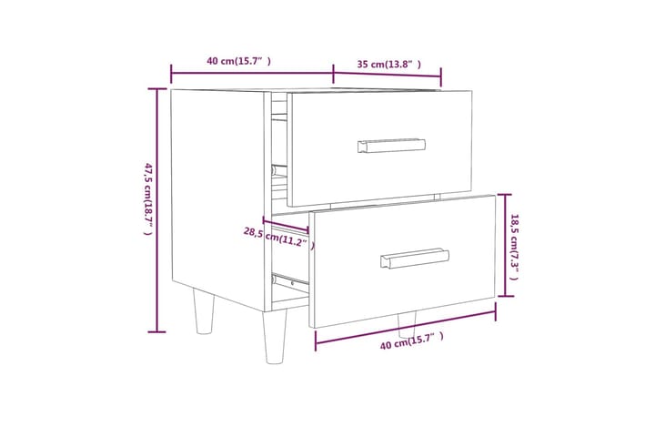 Yöpöytä betoninharmaa 40x35x47,5 cm - Harmaa - Huonekalut - Pöytä & ruokailuryhmä - Apupöytä & sivupöytä - Yöpöytä