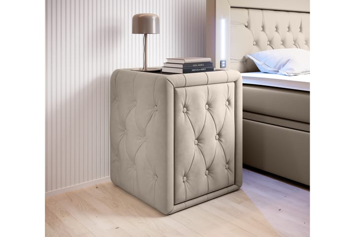 Yöpöytä Celio 58 cm säilytyksellä Laatikko - Beige - Huonekalut - Sänky - Sänkykehikot & sängynrungot