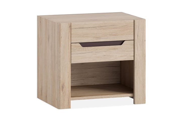 Yöpöytä Duessa 57 cm Säilytyksellä Laatikko+Hylly - Puu/Luonnonväri/Ruskea - Huonekalut - Pöytä & ruokailuryhmä - Apupöytä & sivupöytä - Yöpöytä
