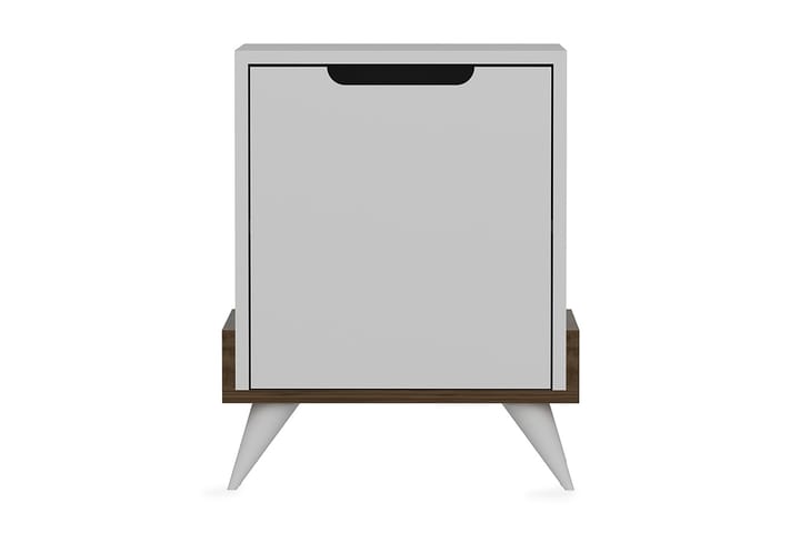 Yöpöytä Dumö 35 cm Säilytyksellä kaappi - Valkoinen/Ruskea - Huonekalut - Pöytä & ruokailuryhmä - Apupöytä & sivupöytä - Yöpöytä