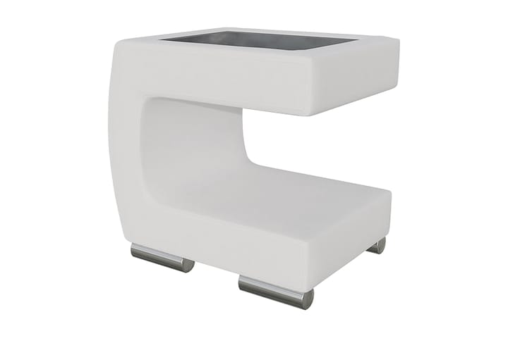 Yöpöytä Gornji 43 cm Vasen - Keinonahka/Valkoinen - Huonekalut - Pöytä & ruokailuryhmä - Apupöytä & sivupöytä - Yöpöytä