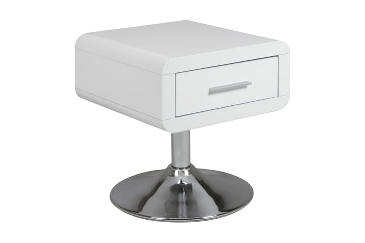 Yöpöytä Guran 40 cm Säilytyksellä Laatikko Lautasjalka - Valkoinen/Teräs - Huonekalut - Pöydät & ruokailuryhmät - Apupöytä & sivupöytä - Yöpöytä