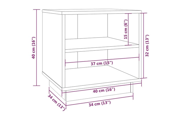 Yöpöytä harmaa 40x34x40 cm täysi mänty - Harmaa - Huonekalut - Pöytä & ruokailuryhmä - Apupöytä & sivupöytä - Yöpöytä