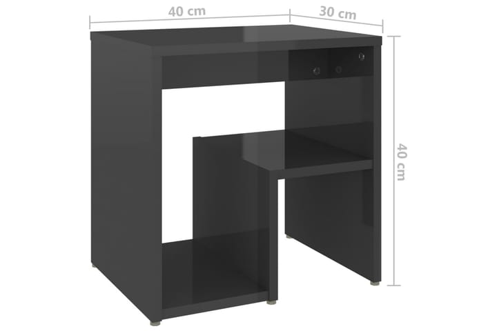 Yöpöytä korkeakiilto harmaa 40x30x40 cm lastulevy - Huonekalut - Pöytä & ruokailuryhmä - Apupöytä & sivupöytä - Yöpöytä