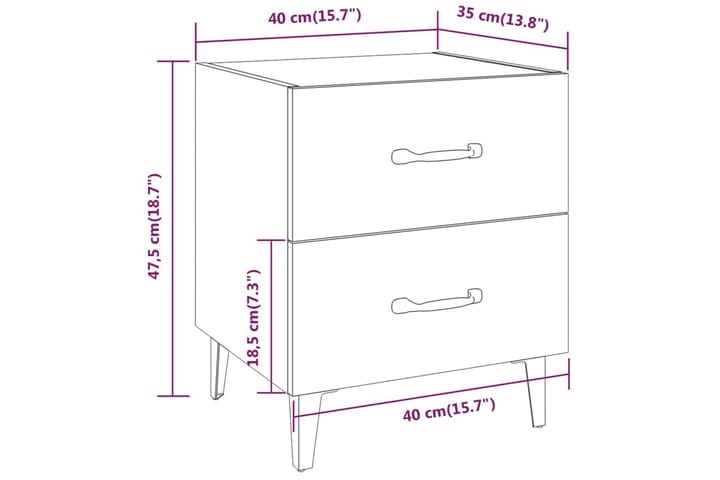 Yöpöytä korkeakiilto valkoinen 40x35x47,5 cm - Valkoinen - Huonekalut - Pöytä & ruokailuryhmä - Apupöytä & sivupöytä - Yöpöytä