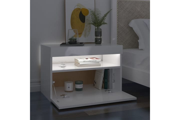 Yöpöytä LED-valoilla 2 kpl korkeakiilto 60x35x40 cm - Huonekalut - Pöytä & ruokailuryhmä - Apupöytä & sivupöytä - Yöpöytä