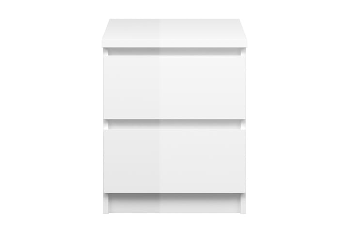 Yöpöytä Lerna 40 cm Säilytyksellä 2 laatikkoa - Valkoinen Korkeakiilto - Huonekalut - Pöytä & ruokailuryhmä - Apupöytä & sivupöytä - Yöpöytä