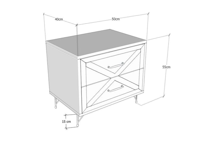Yöpöytä Lundtorp 50 cm Säilytyksellä 2 laatikkoa - Harmaa/Ruskea - Huonekalut - Pöytä & ruokailuryhmä - Apupöytä & sivupöytä - Yöpöytä