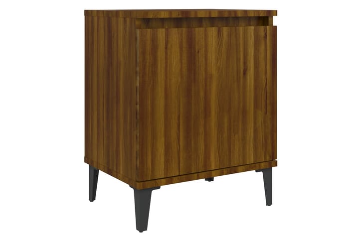 Yöpöytä metallijaloilla ruskea tammi 40x30x50 cm - Ruskea - Huonekalut - Pöytä & ruokailuryhmä - Apupöytä & sivupöytä - Yöpöytä